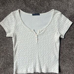 Brandy Melville Cream Floral Crop Top